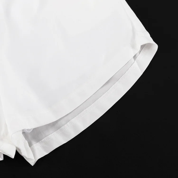 White Shorts Two Piece Women Sleeveless Top Slim Set