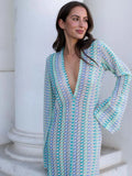 Women Deep V Neck Casual Bohemian Maxi Dress - Norellé