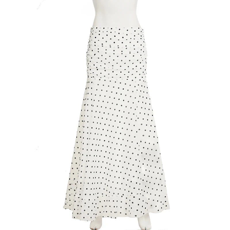Polka Dot Floor-length Chiffon Skirt