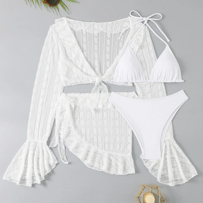 Bow-tie Printed One Piece Swimsuit and Pants and Skirt - Norellé