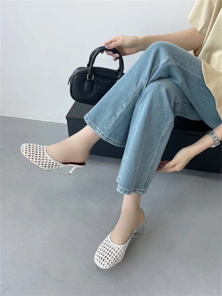 Hollow Out Breathable Mesh Weaving Women Slippers