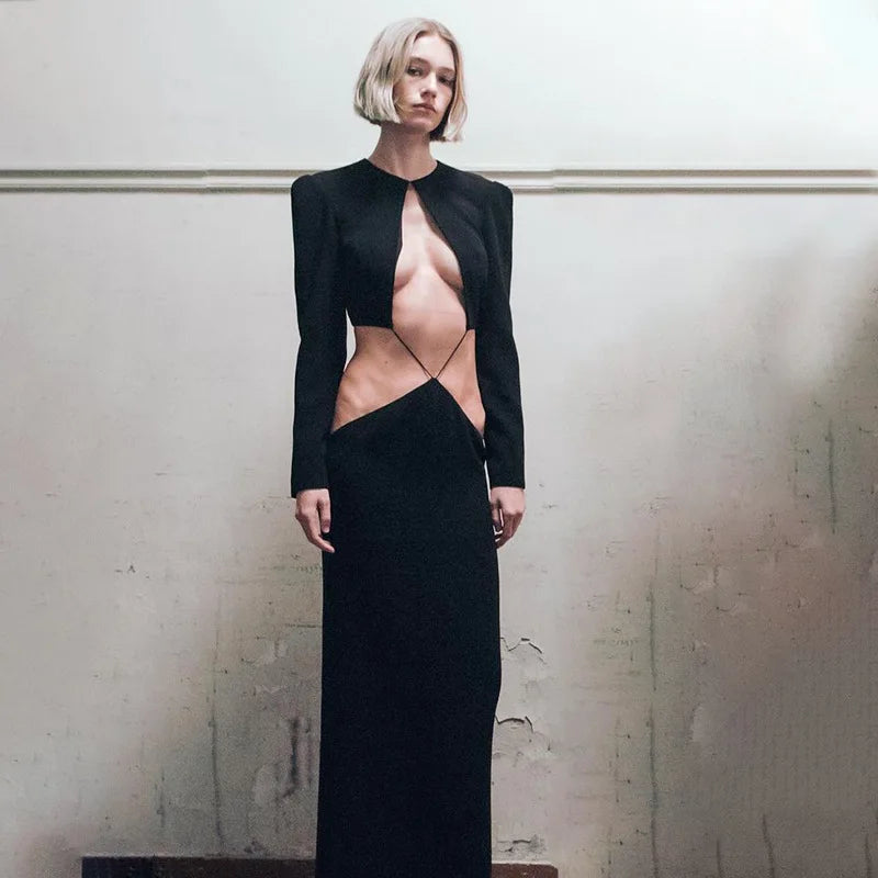 Fashion Black Sexy Cut Out Maxi Dress - Norellé