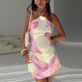 Halter Contrast Print Dress For Women - Norellé