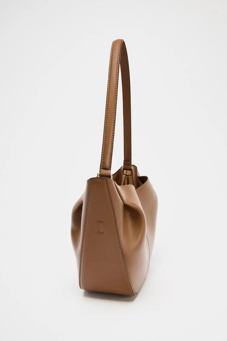 Fashionable Top Handle Bag Solid Color Simple Shoulder