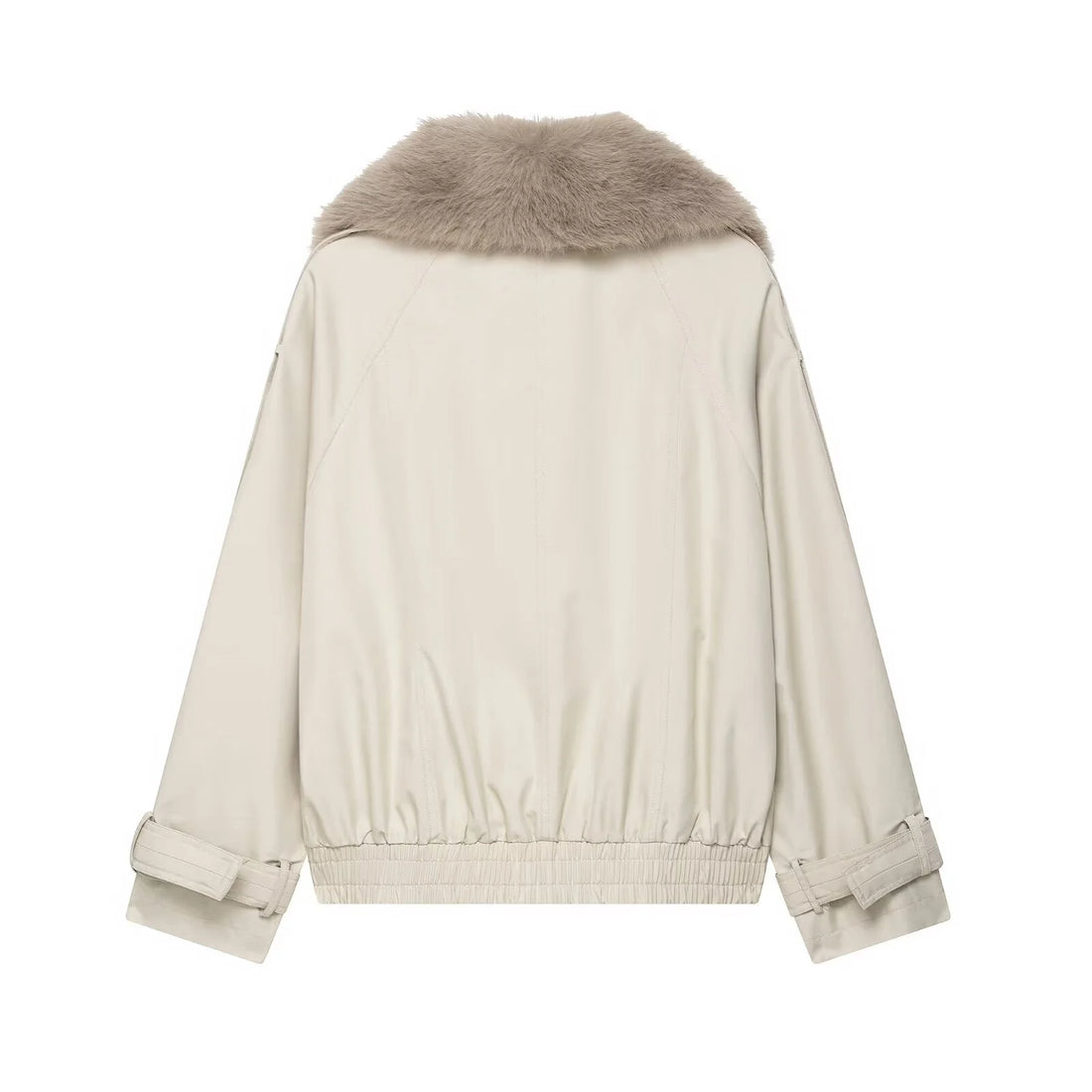 Women's Casual Short Fur Splicing Double-breasted Trench Coat Jacket