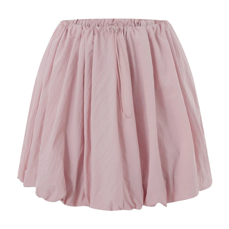Vintage Loose Fitting Elastic Waist Short Skirt