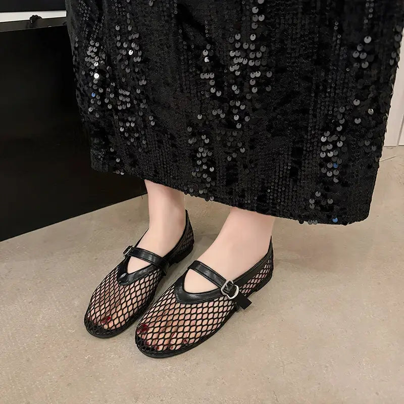 Round Toe Straight Buckles Casual and Comfortable Women’s Flats