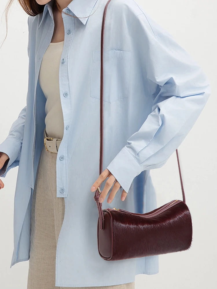 Genuine Leather Horsehair Underarm Bags For Women