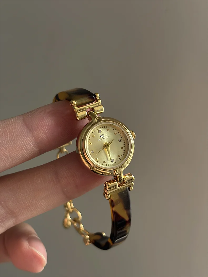 Women Watch Exquisite Amber Tortoiseshell Bracelet Quartz Wristwatch
