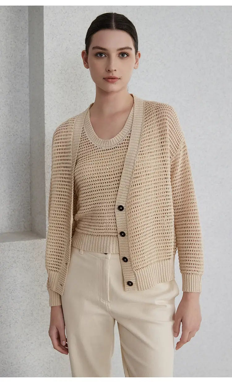 Hollow Linen Knitted Tank Top