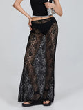 Women Lace Long Skirt Low Rise A-line Midi Skirt - Norellé
