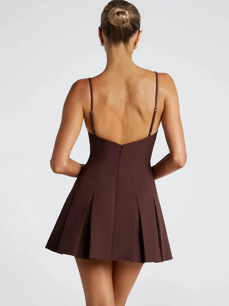 Backless High Waist A-line Mini Dress Women - Norellé
