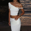 Strapless Long Dress Two Piece Fashion Elegant Solid Sleeveless Top Tight Long Dress Set - Norellé