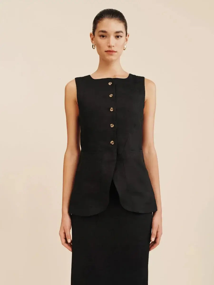 Women’s Sleeveless Vest High Waisted Skirt 2-Piece Set