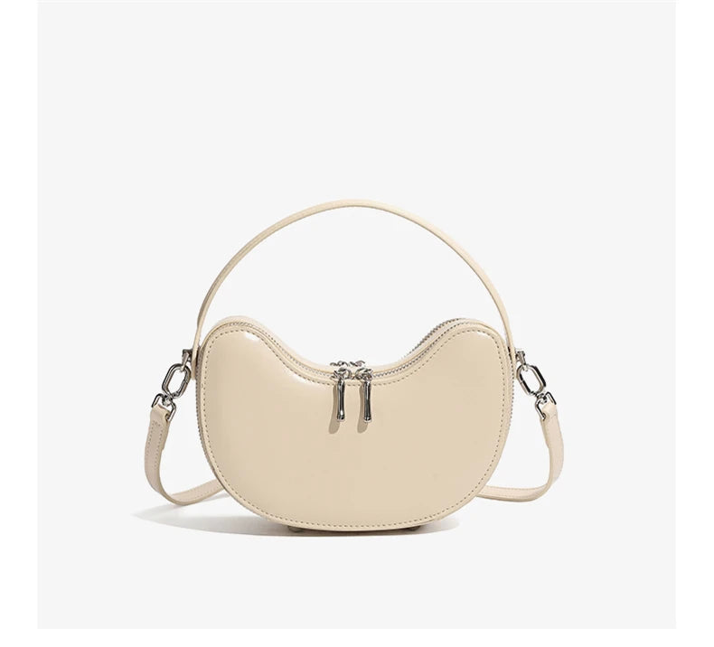 Vintage Genuine Leather Crescent Small Shoulder Crossbody Bags For Women