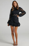 Elegant Long Sleeve Lace Mini Dress Women - Norellé