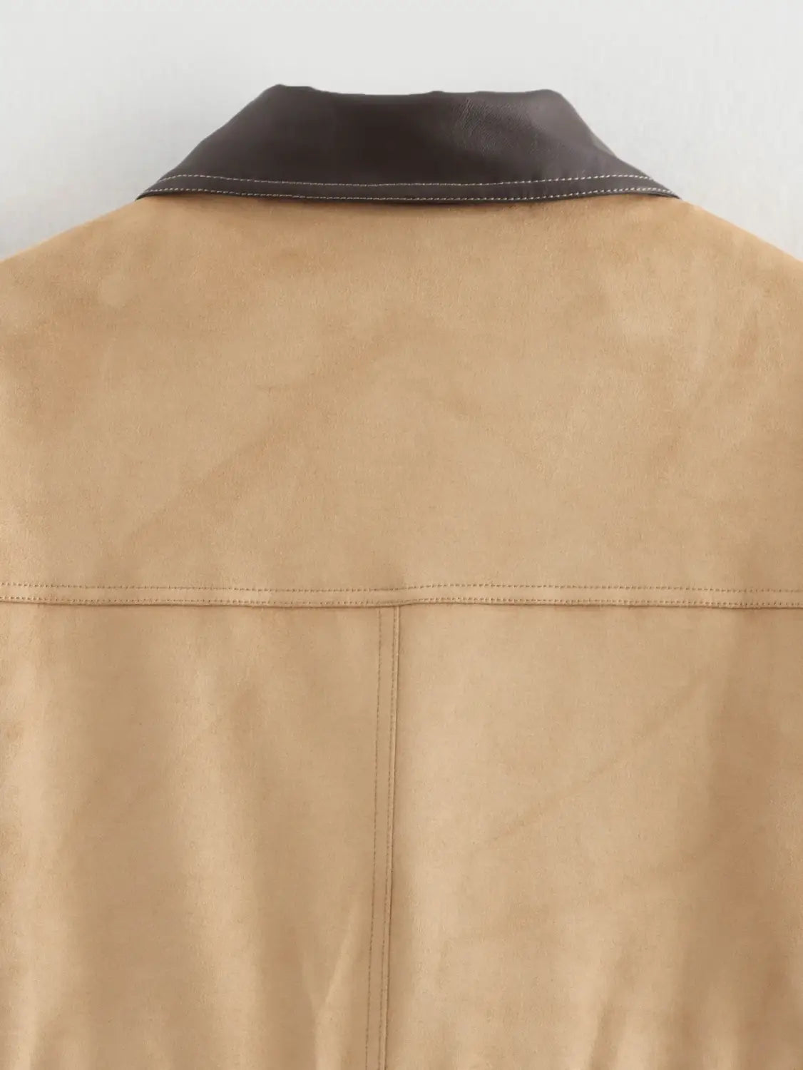 Lapel Contrast Color Large Pocket Mid-length Jacket