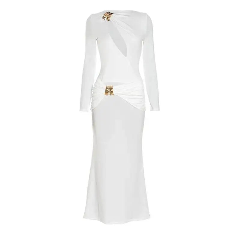 Hollow Out Long Sleeve Maxi Dress Women