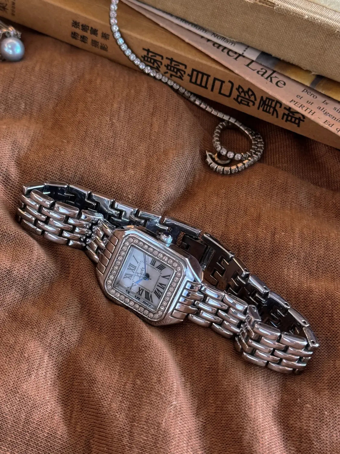 Gold-Tone Square Dial Women’s Waterproof Watch