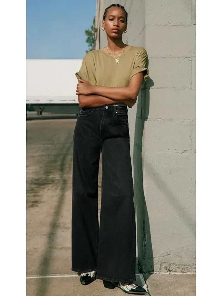 Women High Waisted Straight Leg Jeans