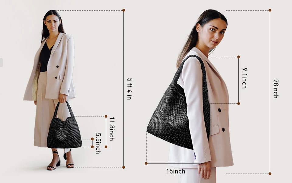 Woven Tote Bag for Women Soft Leather Shoulder