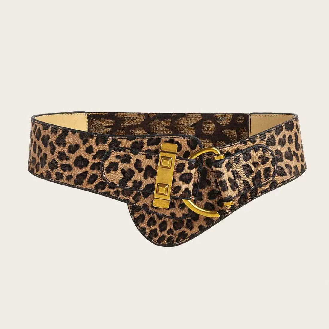 Beige Button-Up Elastic Waist Belt