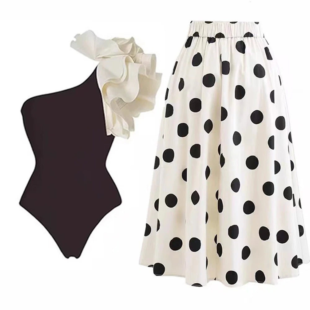 Ruffle Bikini Set Printed Women Swimwear Skirt - Norellé