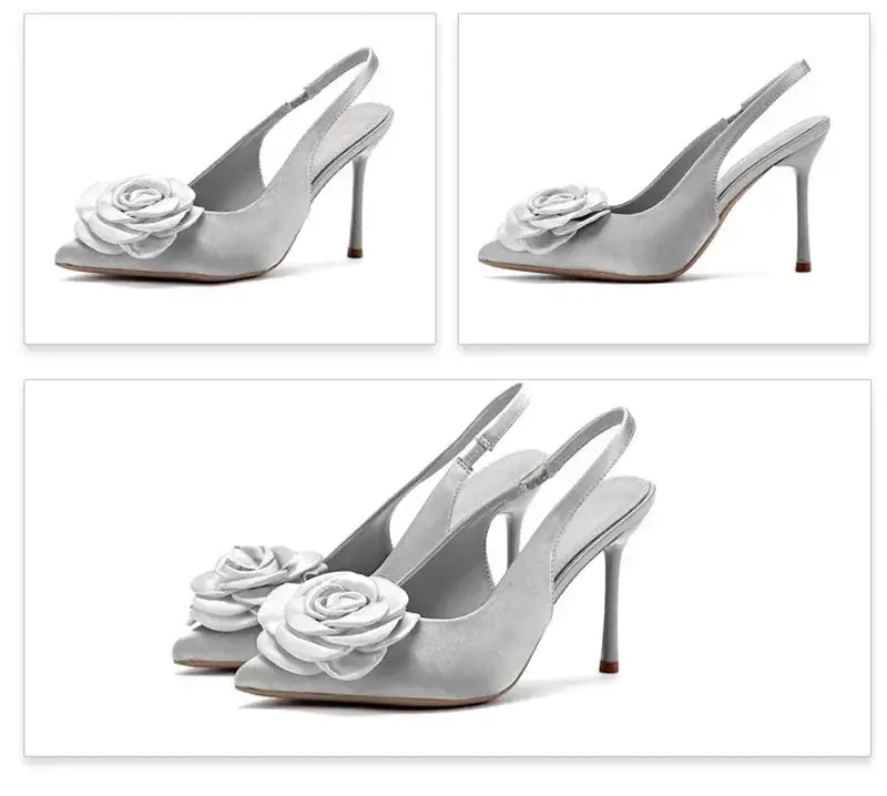 Elegant Satin Flower Designer Heels Women
