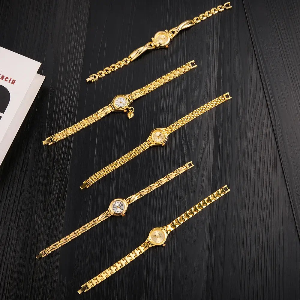 Women Gold Bracelet Quartz Wristwatch for Woman
