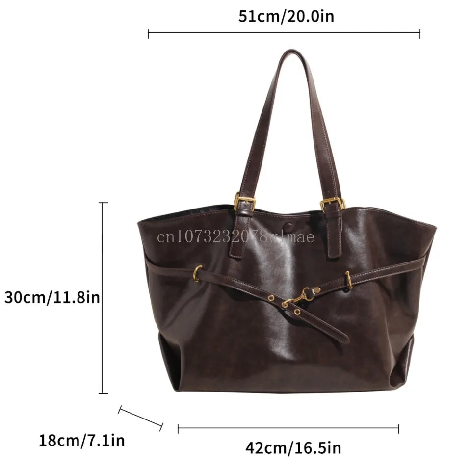 Vintage Large Capacity PU Leather Tote Bag
