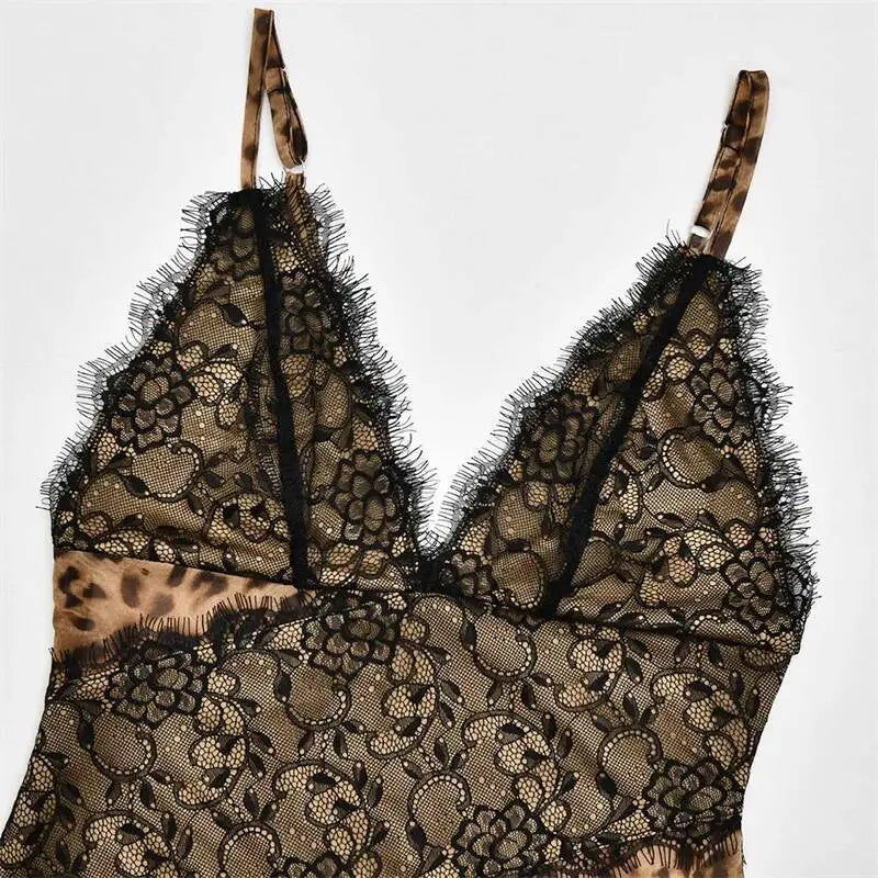 Leopard Print Spaghetti Strap Maxi Dress Women