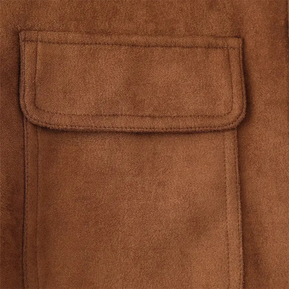 Women’s Button Decoration Suede Jacket Coat