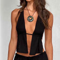 Black Crop Top Lace Splicing Camisole For Women