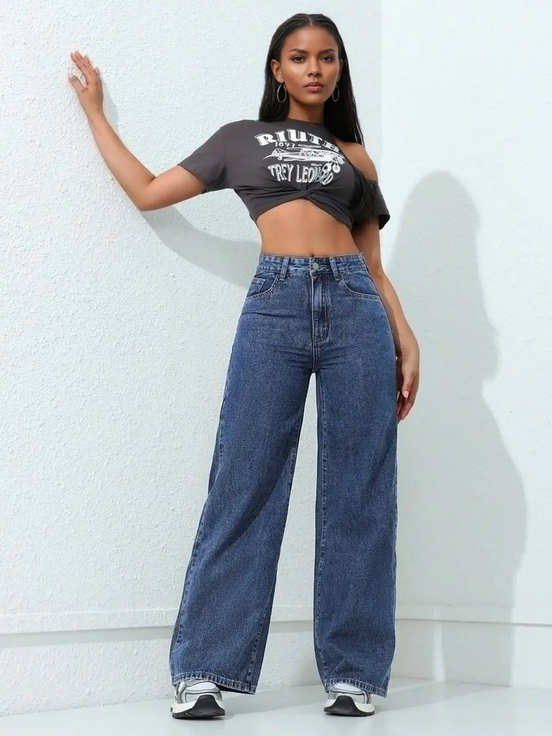 Wide Leg Pants Jeans Women Vintage Denims High Waist