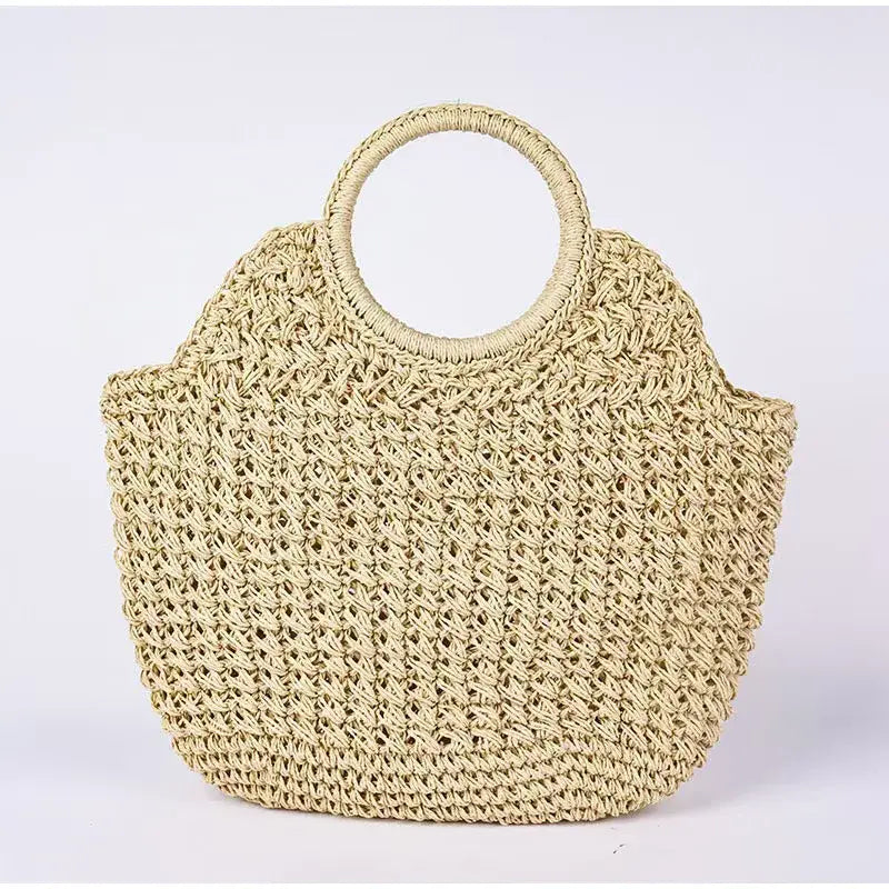 Natural Fiber Snap Clutch Bag