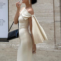 Solid O-Neck Sleeveless Dress Summer Slim Fit Piece - Norellé