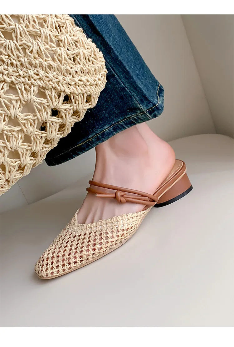 Vintage Woven 1 Slip-on Toe Half Slippers Women’s