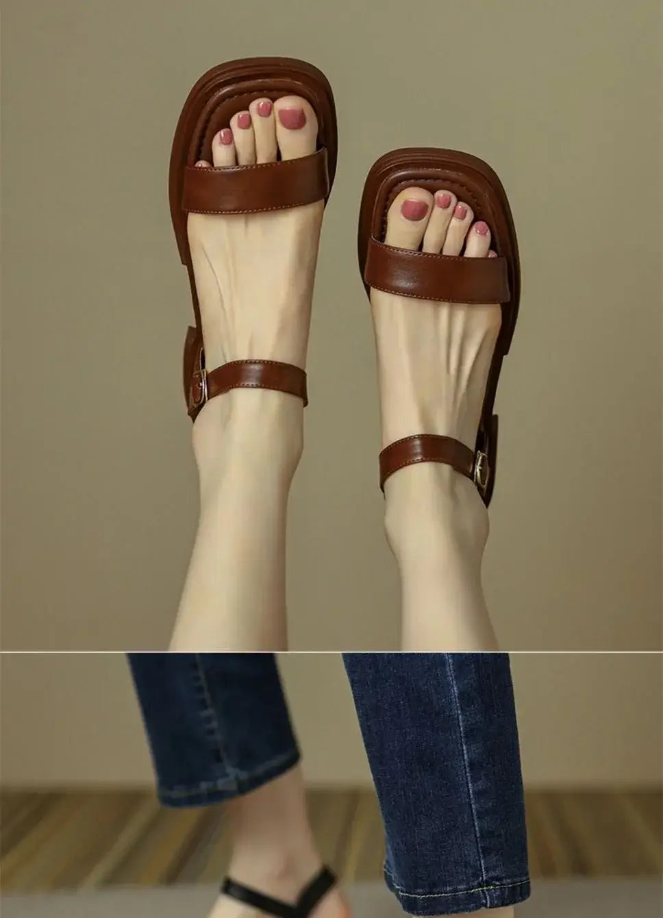 Flat Leather Sandals For Woman