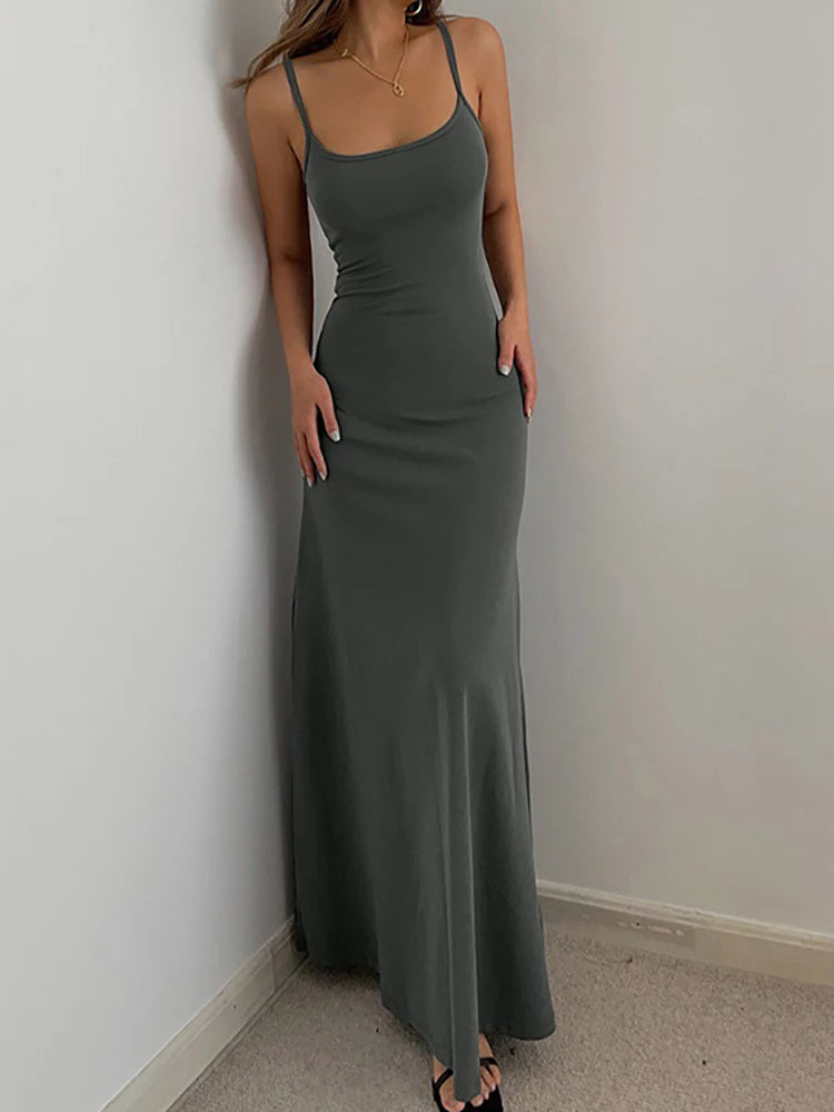 Summer Women's Fashion Simple Temperament Suspender Long dress - Norellé