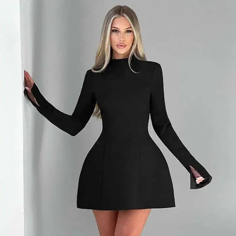 Button Backless Bodycon Short A-line Dress Women