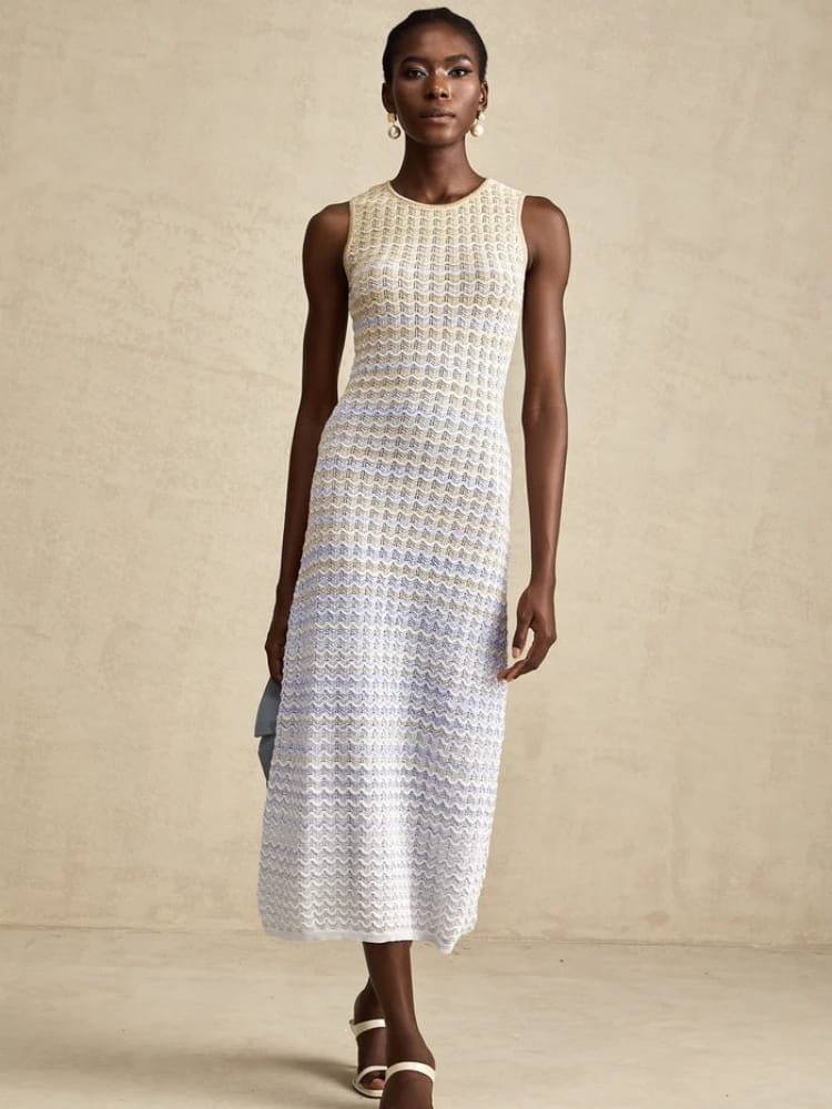 Women Knitted Dress Slim Sleeveless