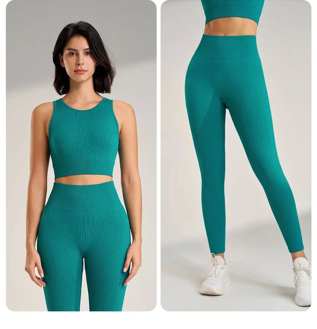 Women’s Sports Fitness Suit Yoga Running Shock Bra Underwear Slim Leg Lift Hip Tight