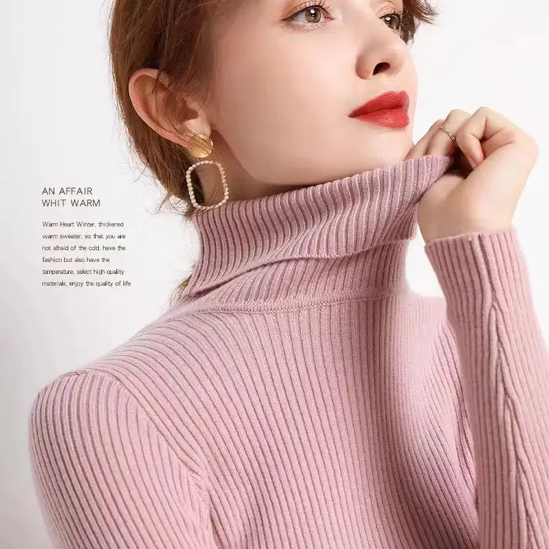 Turtleneck Jumper Woman Knitted Blouse
