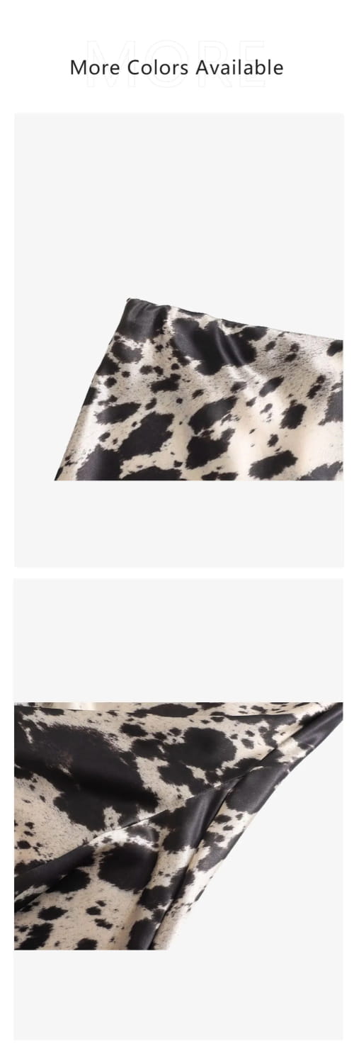 Women’s Animal Pattern Printed Silk Satin Midi Skirt