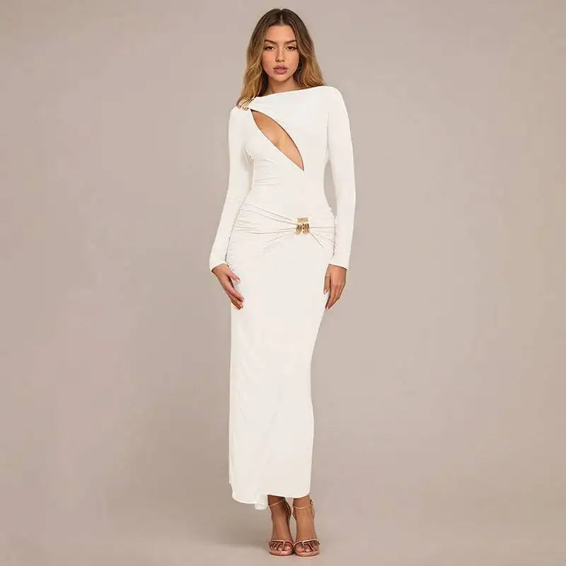 Hollow Out Long Sleeve Maxi Dress Women