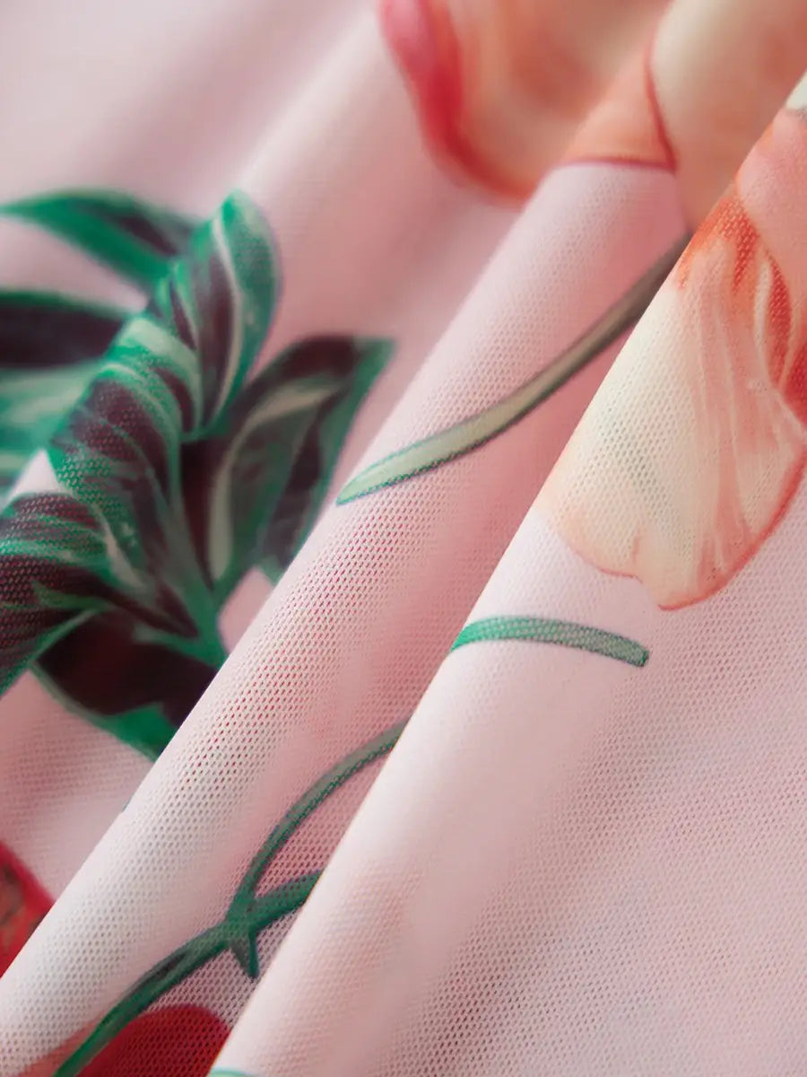 Women Tube Top Mesh Ruched Strapless Crop