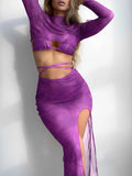 Halter String 4 Piece Vent Long Skirt Bikini Swimsuit Women - Norellé