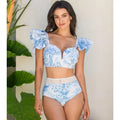 Print Net Yarn Splicing Bikini Swimsuit and Tiered Skirt - Norellé