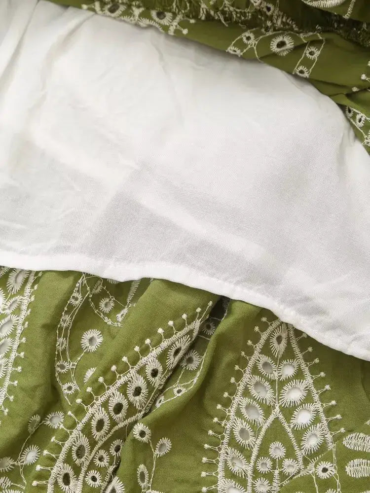 Women’s Embroidered Hollow Dress Backless High Waist Side Zipper