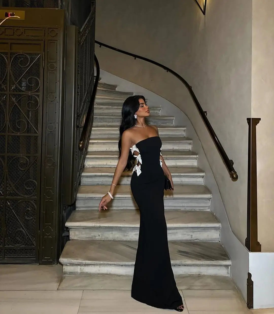 High Quality Women Strapless Side Bow Long Bandage Dress - Norellé